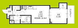 クリエオーレ新堂I 1LDKの間取図画像