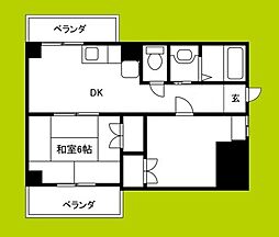 宝樹レジデンス 2DKの間取図画像
