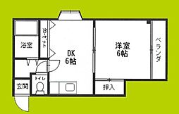マリス平野 1DKの間取図画像