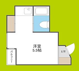 朝日プラザ長堀東パサージュ ワンルームの間取図画像