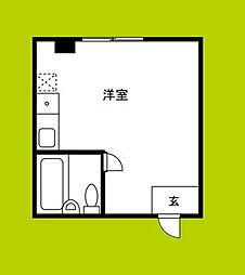 フローラハイツ千代崎 ワンルームの間取図画像
