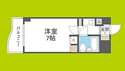 アクエルド都島 1Kの間取図画像
