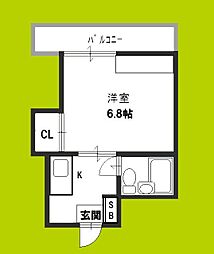 メゾンドール森ノ宮 1Kの間取図画像