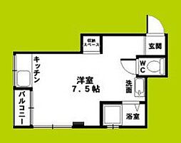 Libra谷町 ワンルームの間取図画像