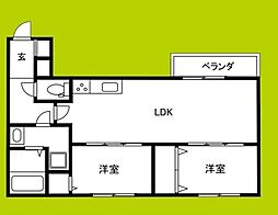 TIO四條畷 2LDKの間取図画像