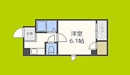タカノハイム天神橋 1Kの間取図画像