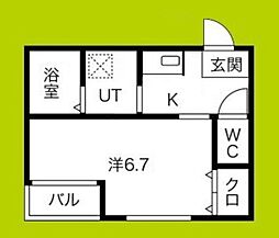 IResidence天王寺 1Kの間取図画像