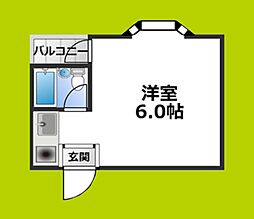 オズハイツ中川 ワンルームの間取図画像