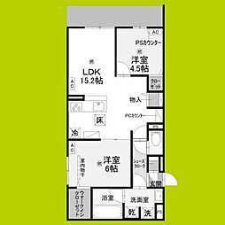 (仮称)D-ROOM平野区平野西2丁目PJ 2LDKの間取図画像