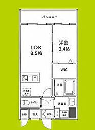 エスリードレジデンスザ・グラン大阪福島アクシス 1LDKの間取図画像