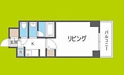 QCフラット北堀江 1Kの間取図画像