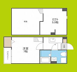 Wistaria加美南 1Kの間取図画像