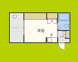 池田マンション ワンルームの間取図画像
