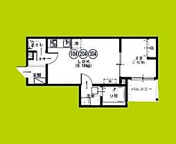 Fstyle八尾西山本町2号館 1LDKの間取図画像