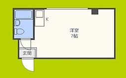 杉本スカイハイツ ワンルームの間取図画像