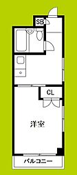 ホワイトビル 1DKの間取図画像