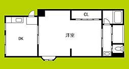 木村マンション 1DKの間取図画像