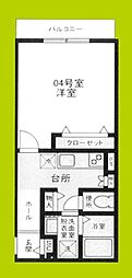 HESTA近大前IV 1Kの間取図画像