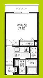 HESTA近大前IV 1Kの間取図画像