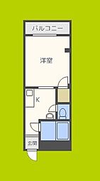 ビルシャナ長居 1Kの間取図画像