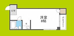 中井第三ビル ワンルームの間取図画像