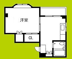 ロイヤル長吉1 1DKの間取図画像