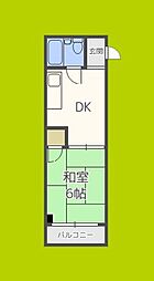 プレアール三軒家東 1DKの間取図画像