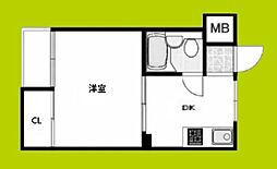 シティコーポアビコ 1DKの間取図画像