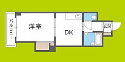 ノルデンハイム新北野 1DKの間取図画像