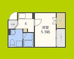 アコノーツ2 1Kの間取図画像