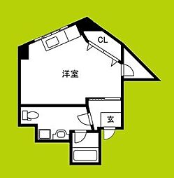 第2共栄マンション ワンルームの間取図画像