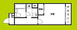 メロディーハイム夕陽丘 1Kの間取図画像