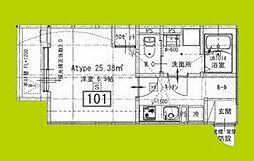 ヴェルメゾン阿倍野丸山通 1Kの間取図画像