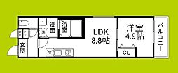 フジパレス杉本町サウス 1LDKの間取図画像