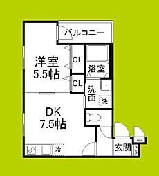 フジパレス杉本町サウス 1DKの間取図画像