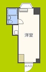エステマール鶴橋1号館 ワンルームの間取図画像