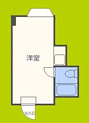 エステマール鶴橋1号館 ワンルームの間取図画像