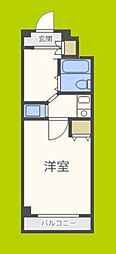 メロディーハイム夕陽丘 1Kの間取図画像