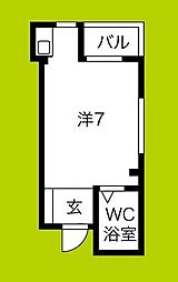 JPアパートメント港 ワンルームの間取図画像