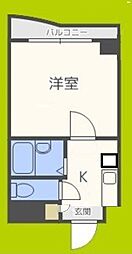 ピュアコート天神橋 1Kの間取図画像