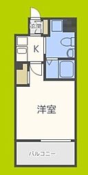 レジディア谷町 1Kの間取図画像