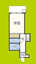 井下カウベル帝塚山 ワンルームの間取図画像