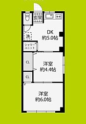 マンション大島 2DKの間取図画像