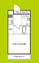 ラフィール十三 1Kの間取図画像