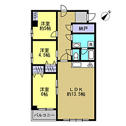 五番街ビル財形第18中島五番街コーポ 3SLDKの間取図画像