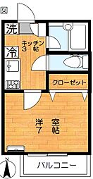 ソレアードチトセ 2階1Kの間取り