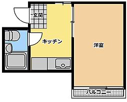 サンパールヒルズ 1階1Kの間取り