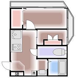 サントミ保木間マンション 2Kの間取図画像