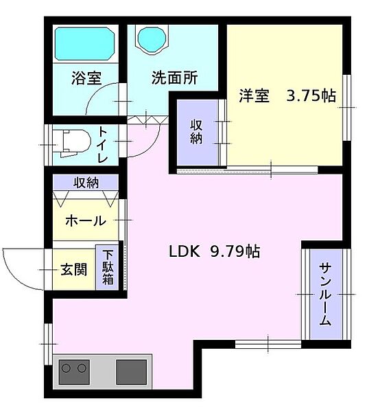 ティラミス A2-1｜秋田県大仙市朝日町(賃貸アパート1LDK・2階・34.70㎡)の写真 その2