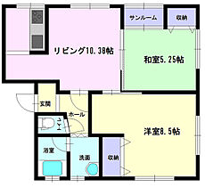 ヌーベルシャルマン 2-2 ｜ 秋田県大仙市四ツ屋字下新谷地（賃貸アパート2LDK・2階・53.88㎡） その2